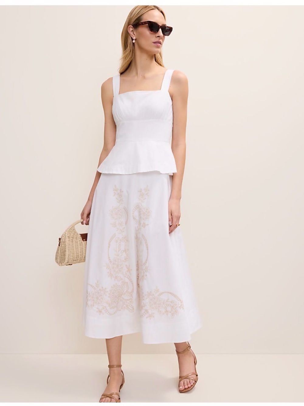 NWT Ann Taylor White Peplum Midi Dress